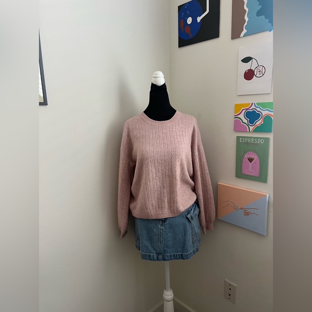 DKNY Dusty Pink Ribbed Knit Sweater (M)